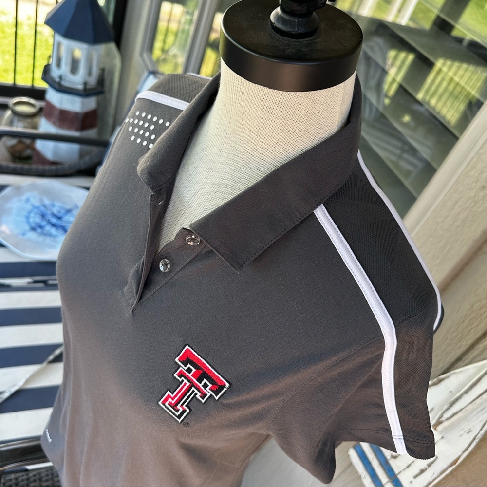 PING Golf ⛳️ Ladies Gray & White ‘Texas Tech’ Performance Golf Shirt - Size MED